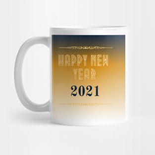 happy new year 2021 holiday blue to gold yellow gradient pattern Mug